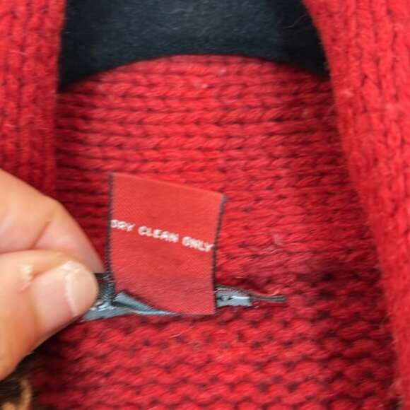 Sundance women’s heritage red southwestern 100% lambs wool tie cardigan size M - Picture 11 of 14